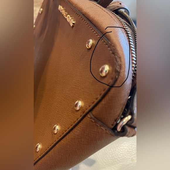 MICHAEL KORS SANDRINE STUDDED BROWN CROSSBODY WOMENS HANDBAG - Picture 8 of 8